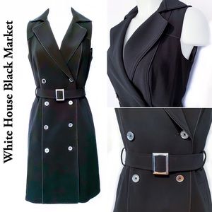 WHBM Stunning Thick Black Double Breasted Dress 4